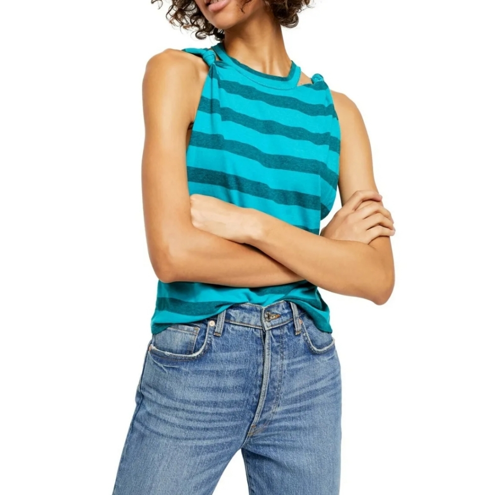 *NWT*Free People The Twist Cut-out Striped Tank Size XS